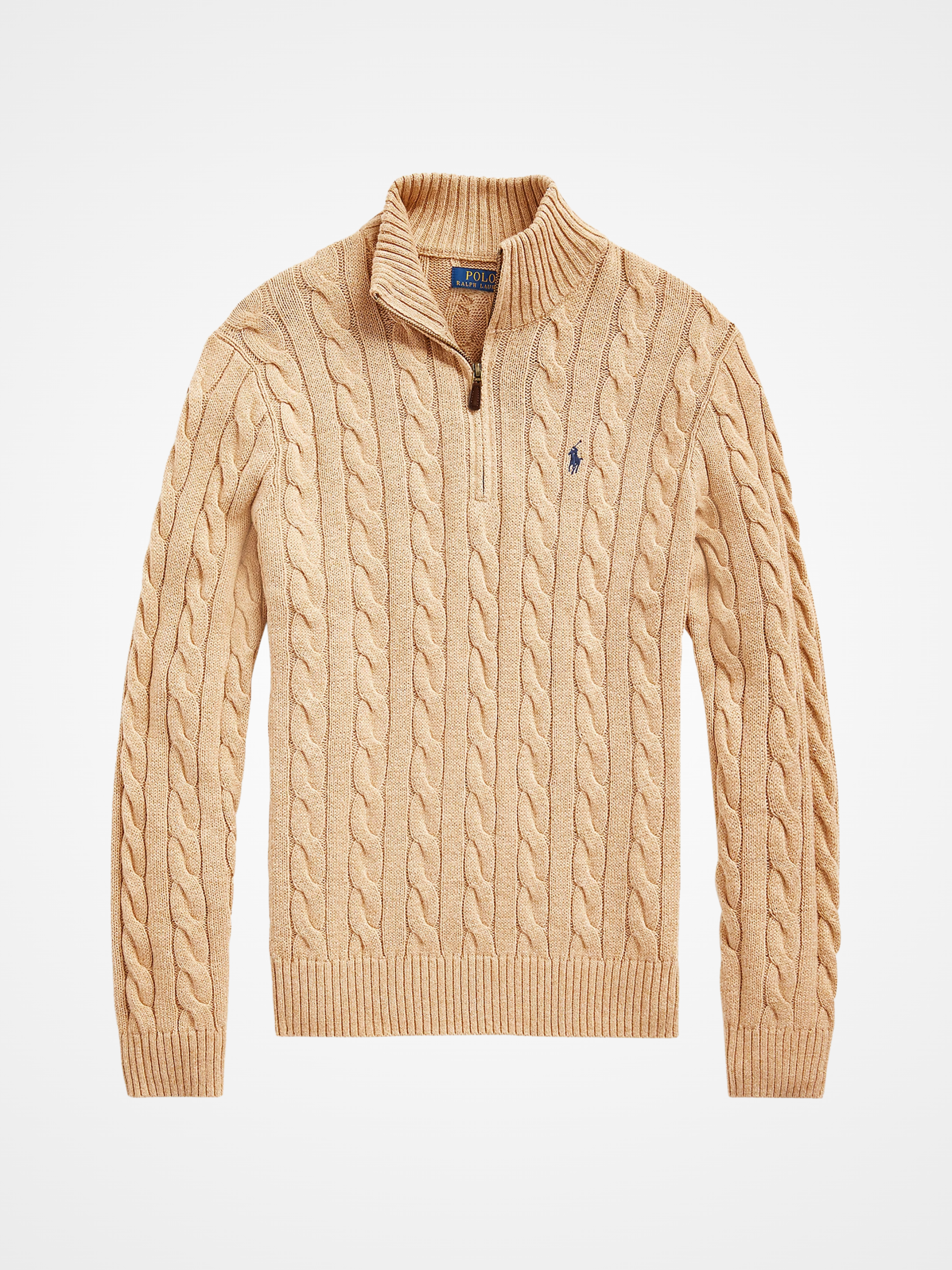 Cable-Knit Cotton Quarter-Zip Sweater